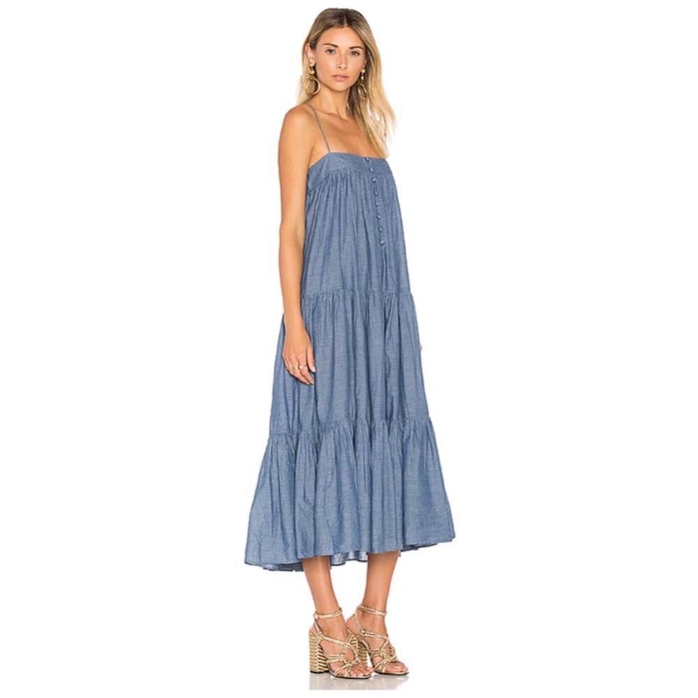 Apiece Apart • Tangiers Spaghetti Midi Dress in Chambray - Picture 10 of 11